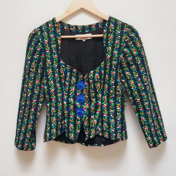 Yves Saint Laurent Vintage 1980s Floral Short Jacket - Picture 1 of 14